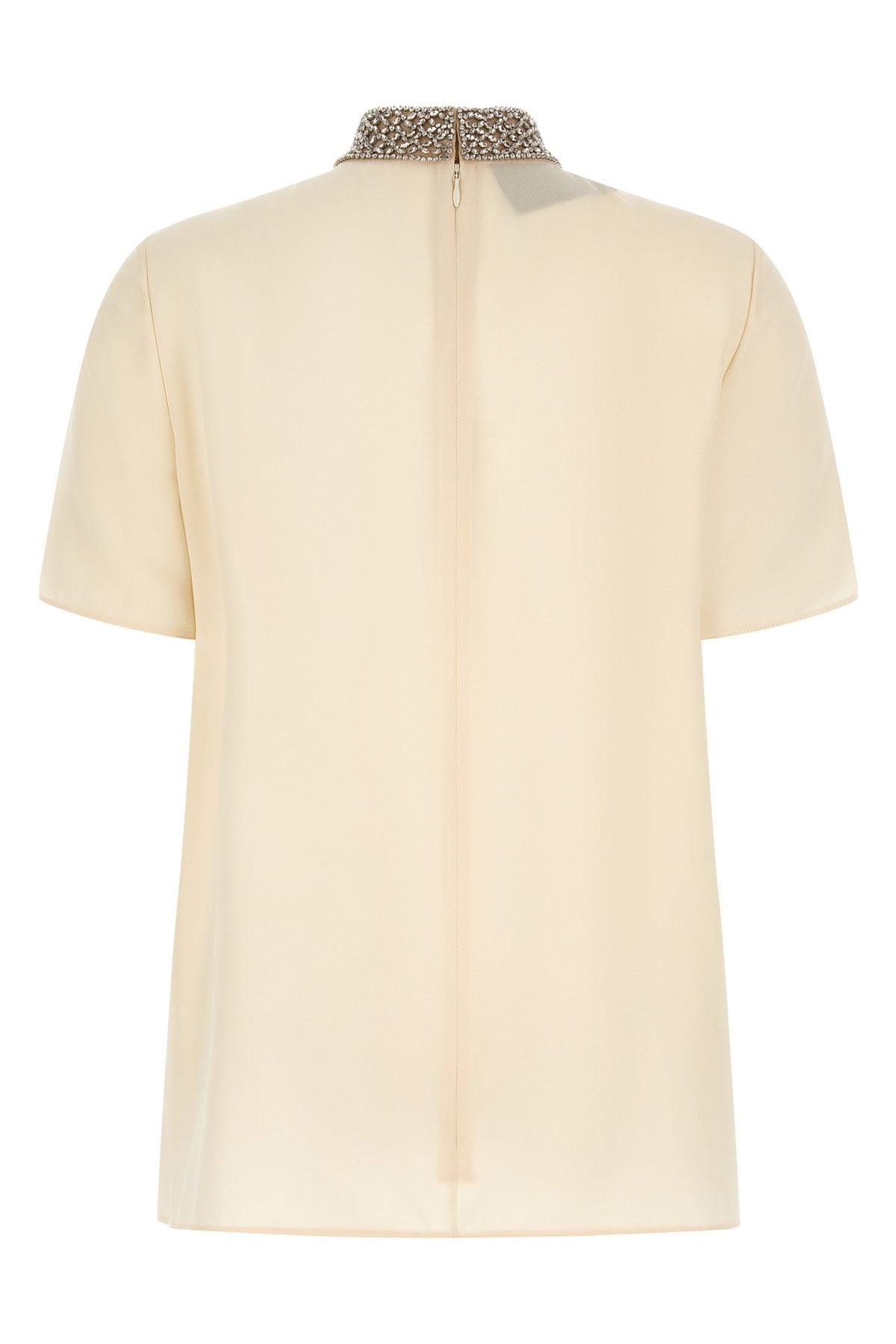 the valentino garavani short-sleeved top is made of fine crêpe de chine silk