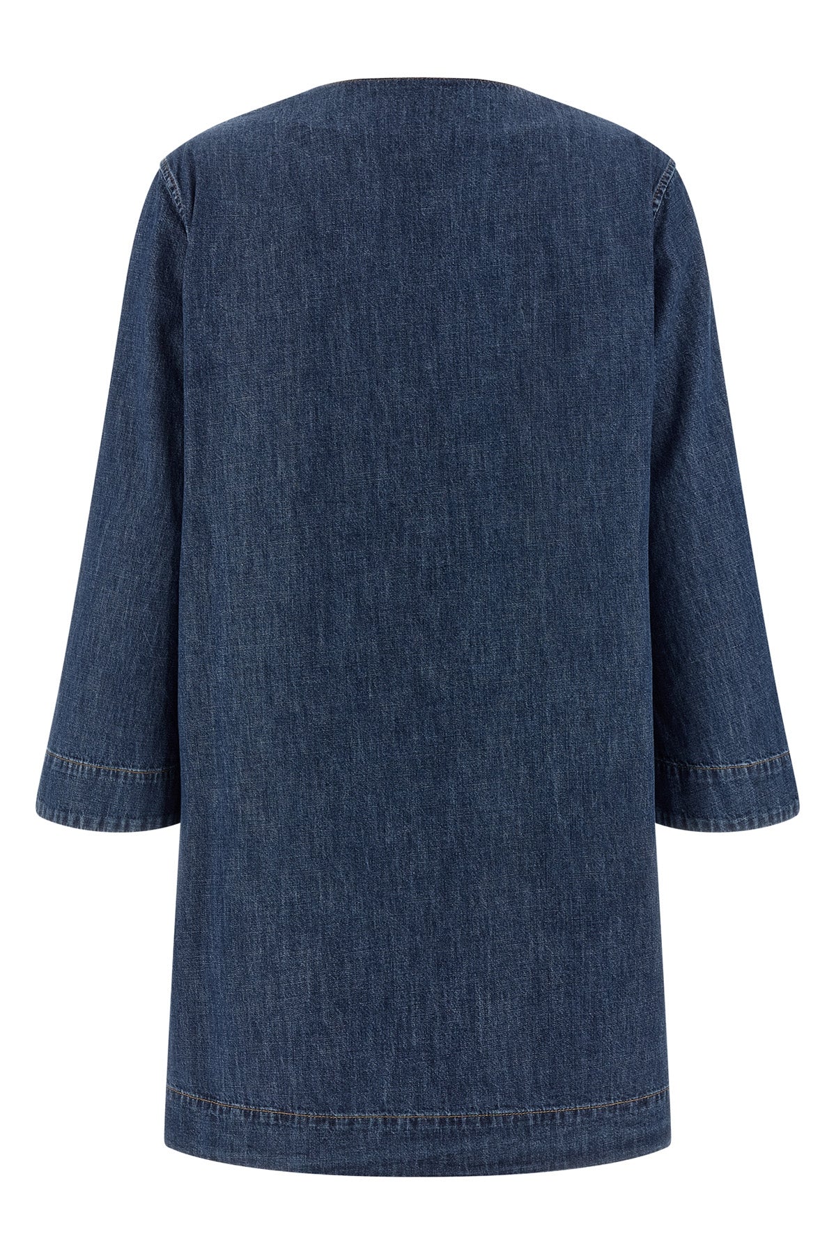 solid chambray medium wash cotton denim dress
