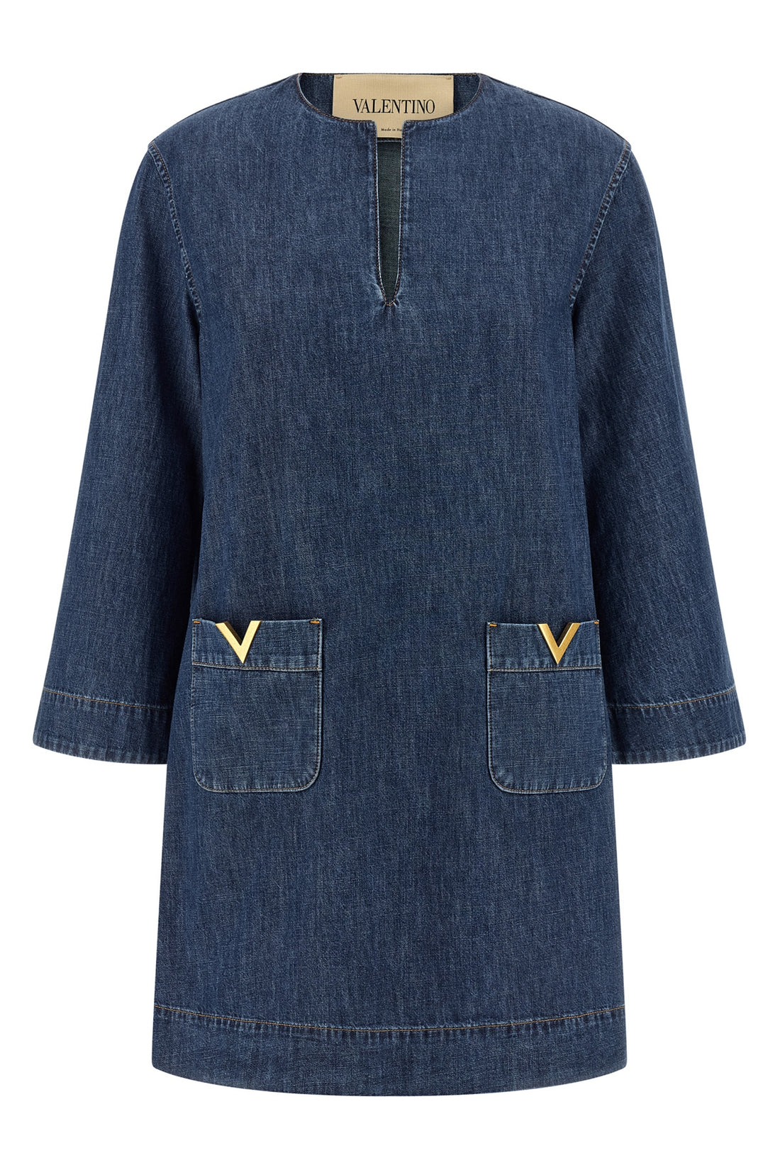 VALENTINO GARAVANI 40 solid chambray medium wash cotton denim dress