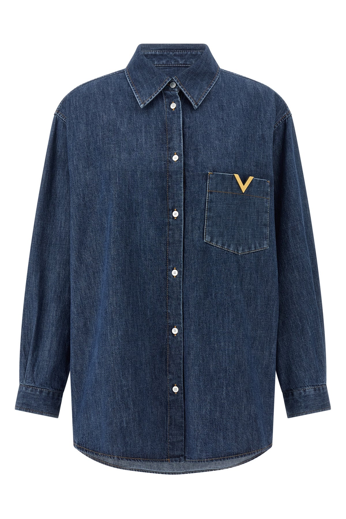 solid chambray cotton denim shirt