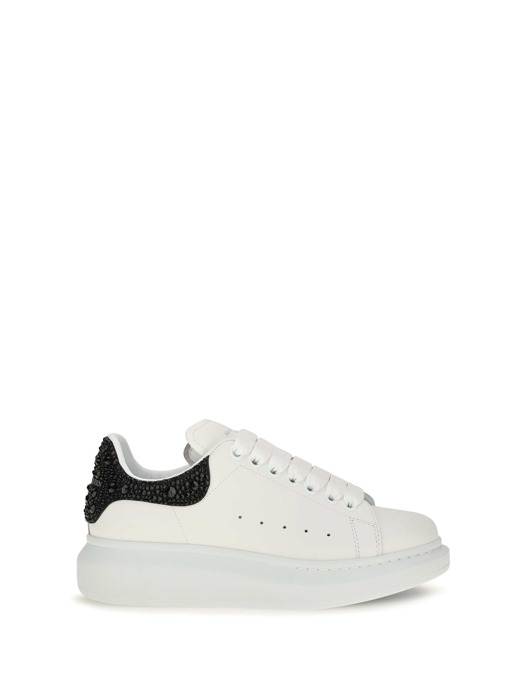 oversized sneakers with suede heel and crystal details