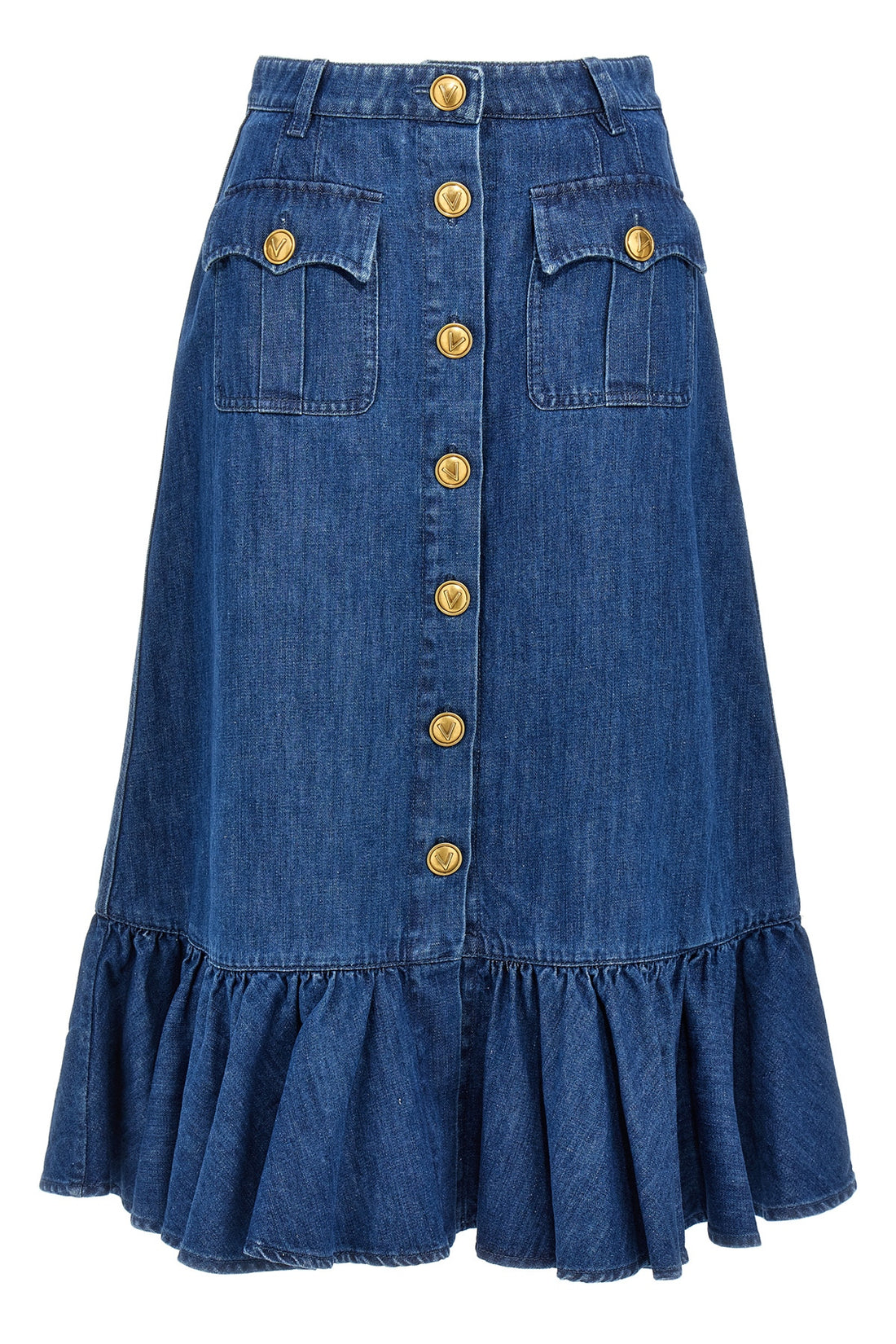 VALENTINO GARAVANI 38 light cotton denim midi skirt
