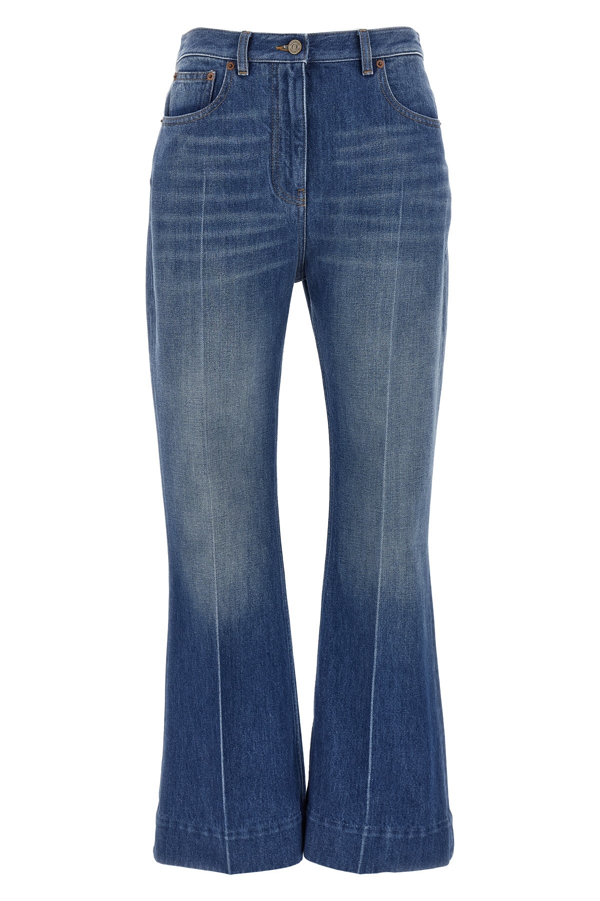 flared leg cotton denim jeans
