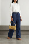 solid chambray medium wash denim jeans