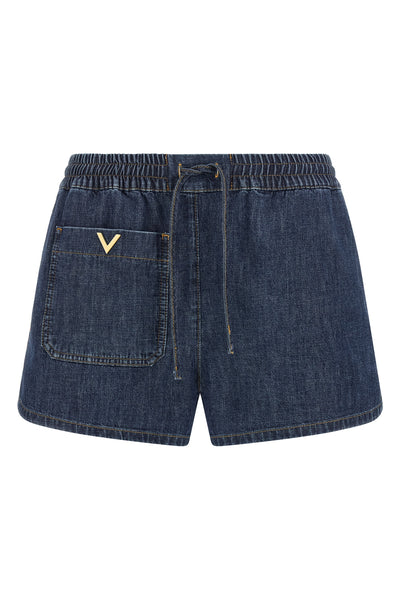 chambray cotton denim shorts