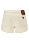 garment-dyed solid denim shorts