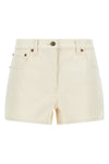 garment-dyed solid denim shorts