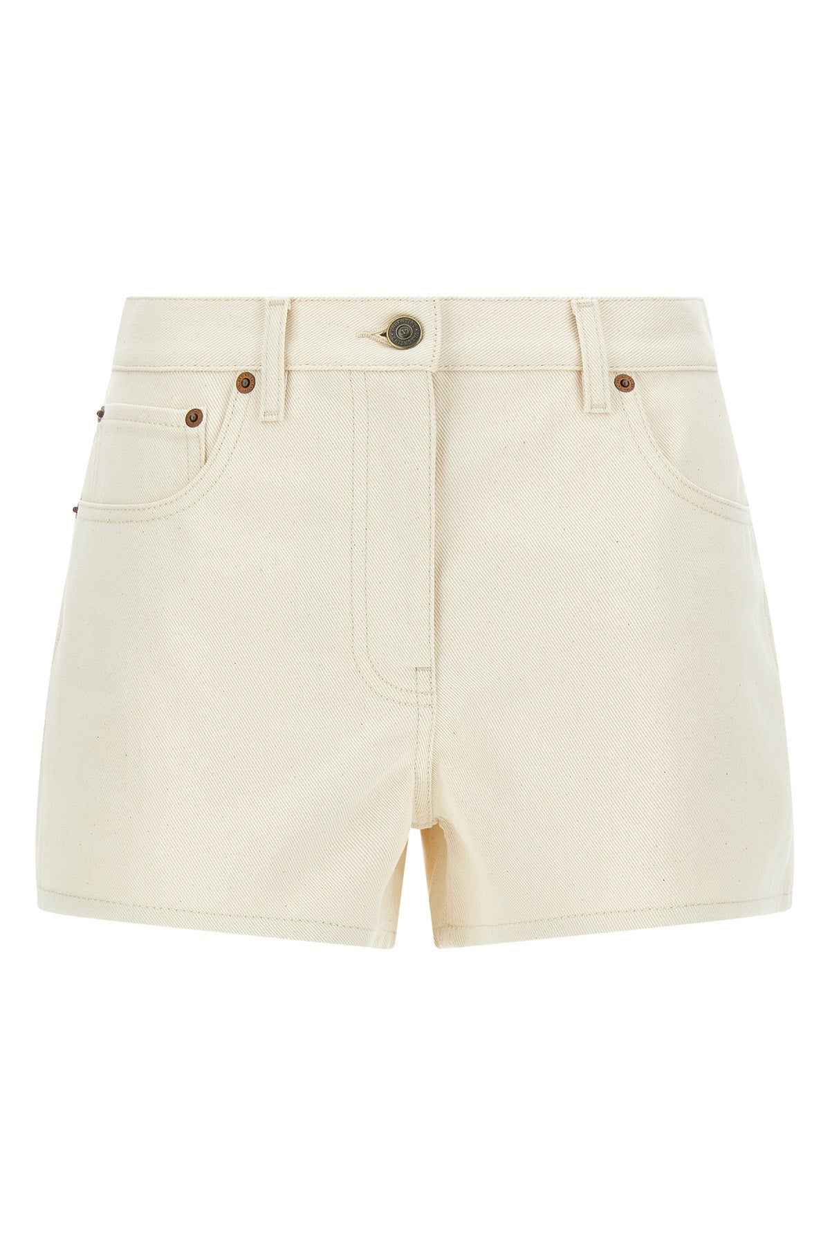 garment-dyed solid denim shorts