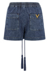 solid chambray medium wash denim shorts