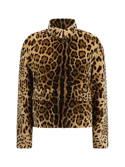 printed smooth velvet boxy jacket