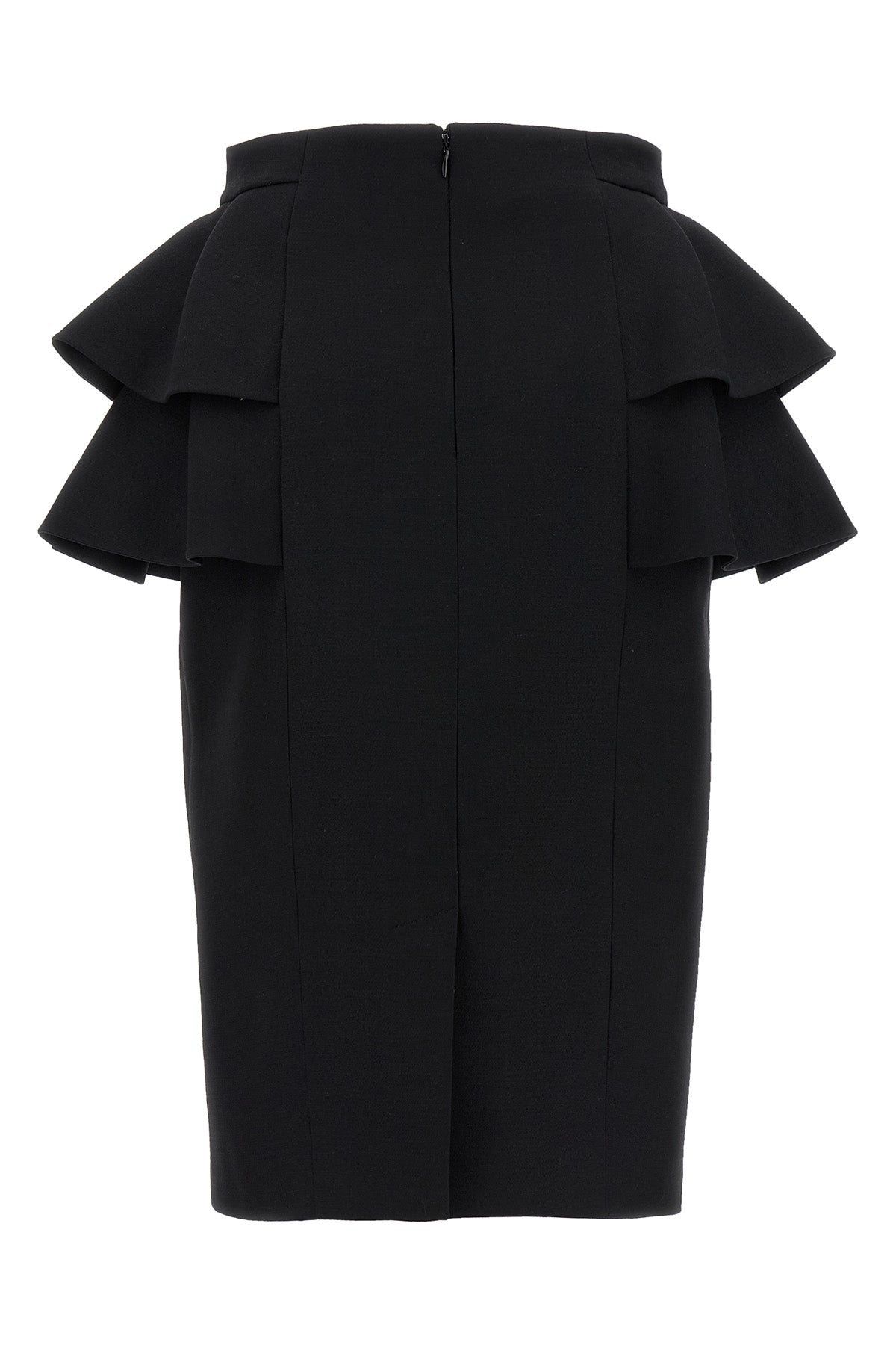 midi skirt in wool and silk blend crepe couture