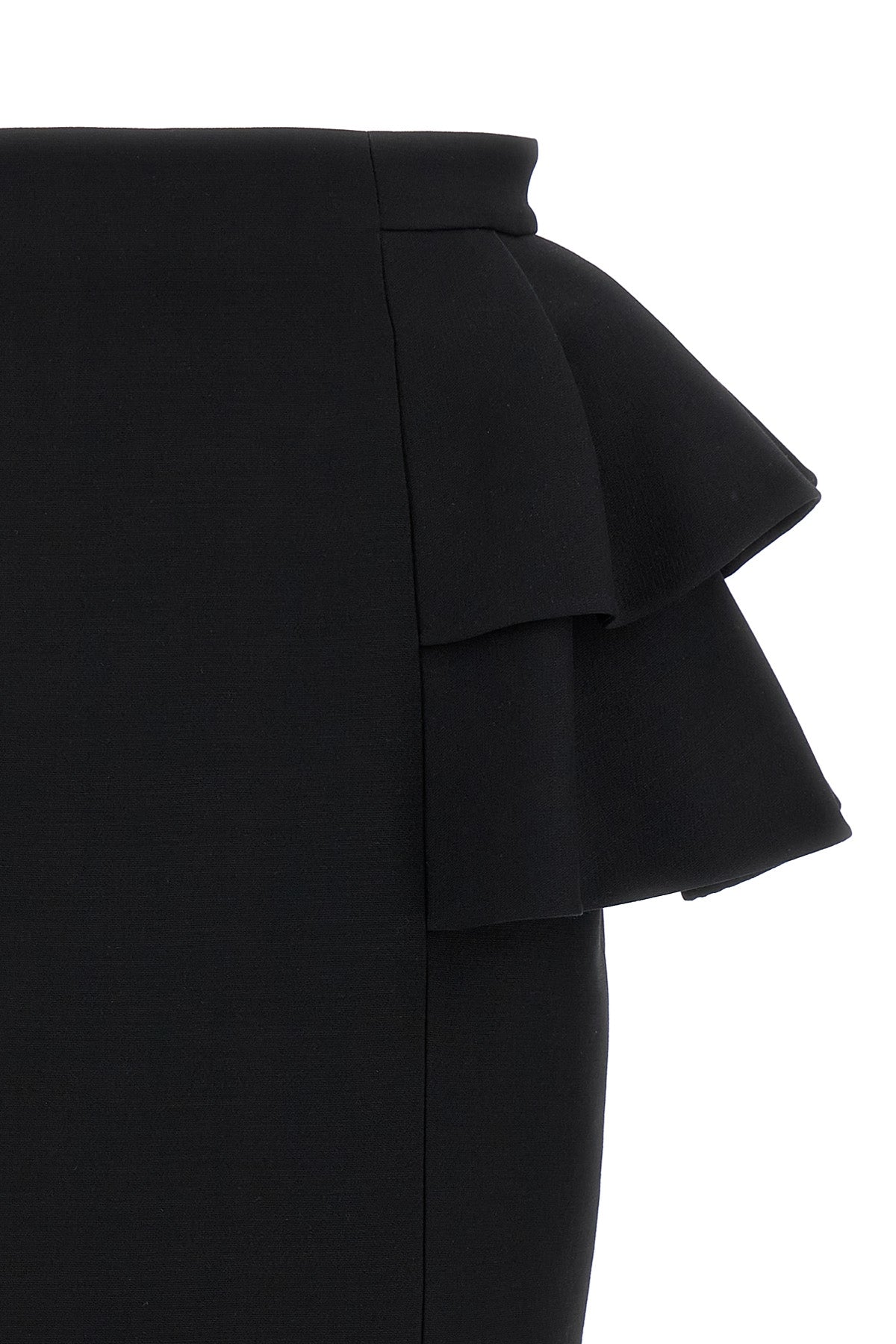 midi skirt in wool and silk blend crepe couture