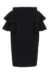 midi skirt in wool and silk blend crepe couture