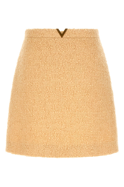 curly wool tweed mini skirt