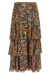 midi skirt in semi-transparent silk