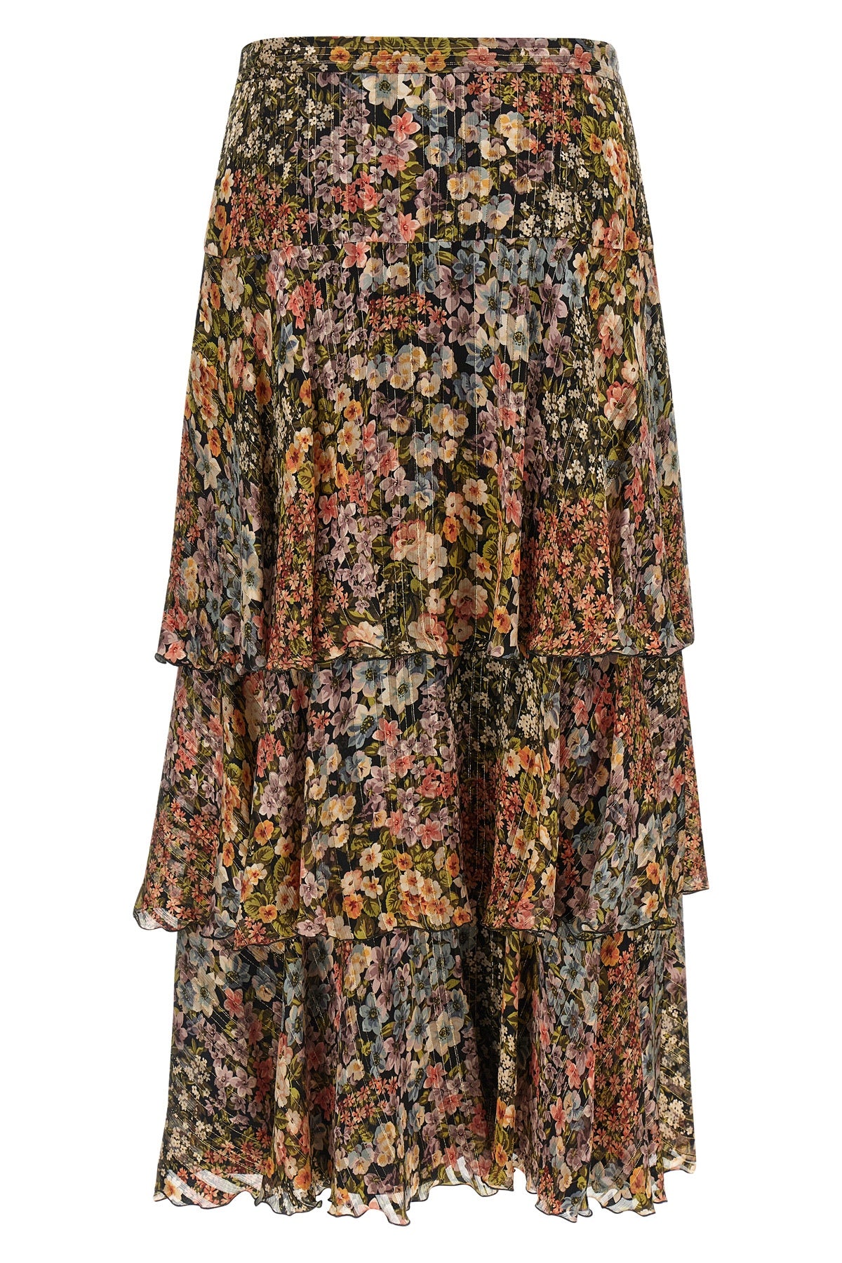 midi skirt in semi-transparent silk