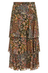 midi skirt in semi-transparent silk