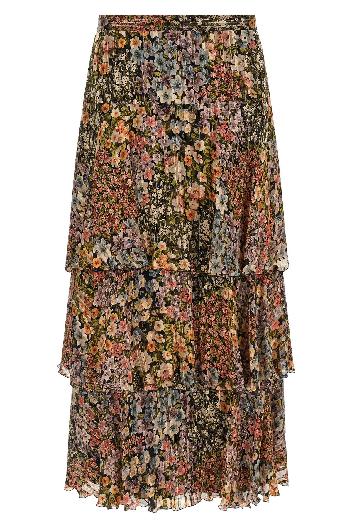 midi skirt in semi-transparent silk