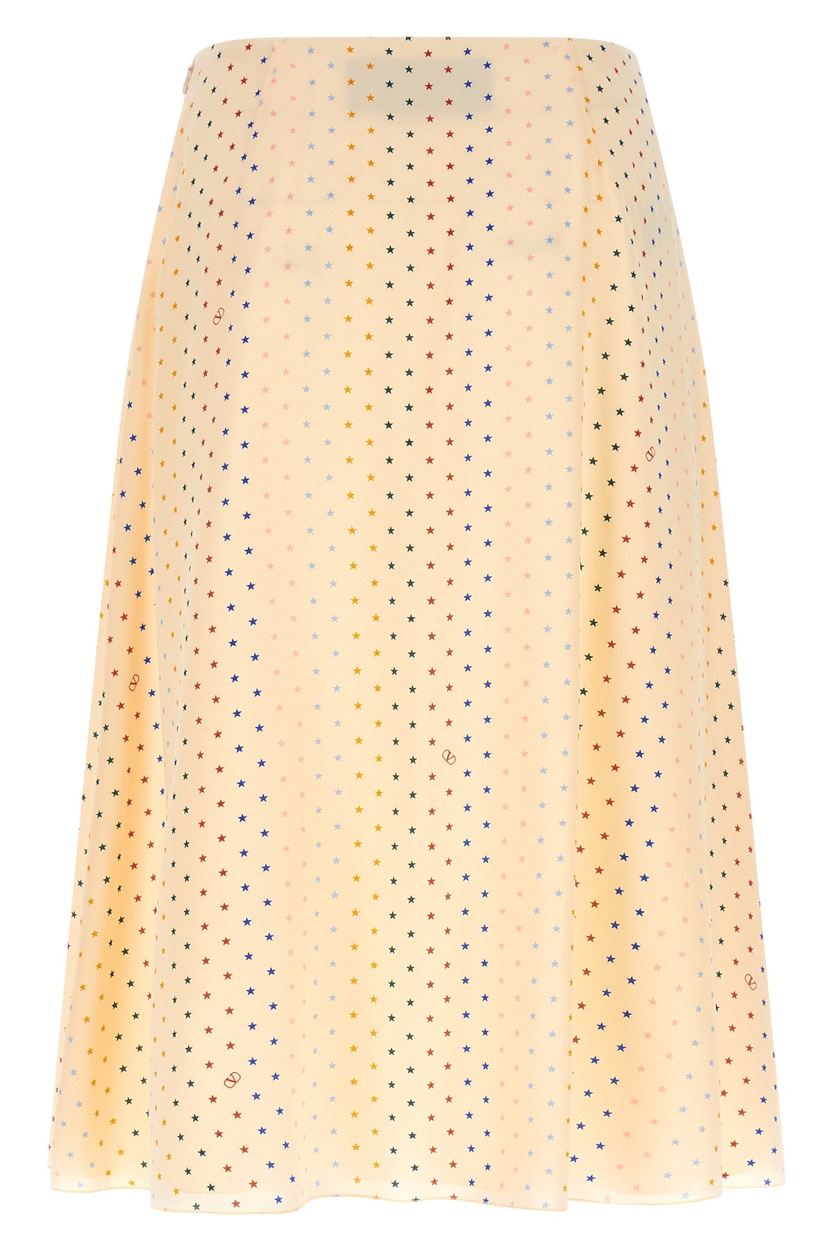 all-over stelline muticolor starry print silk midi skirt