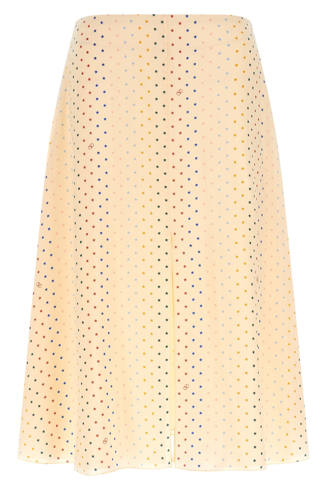 VALENTINO GARAVANI 42 all-over stelline muticolor starry print silk midi skirt