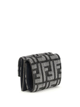 FENDI OS micro baguette wallet in embroidered denim