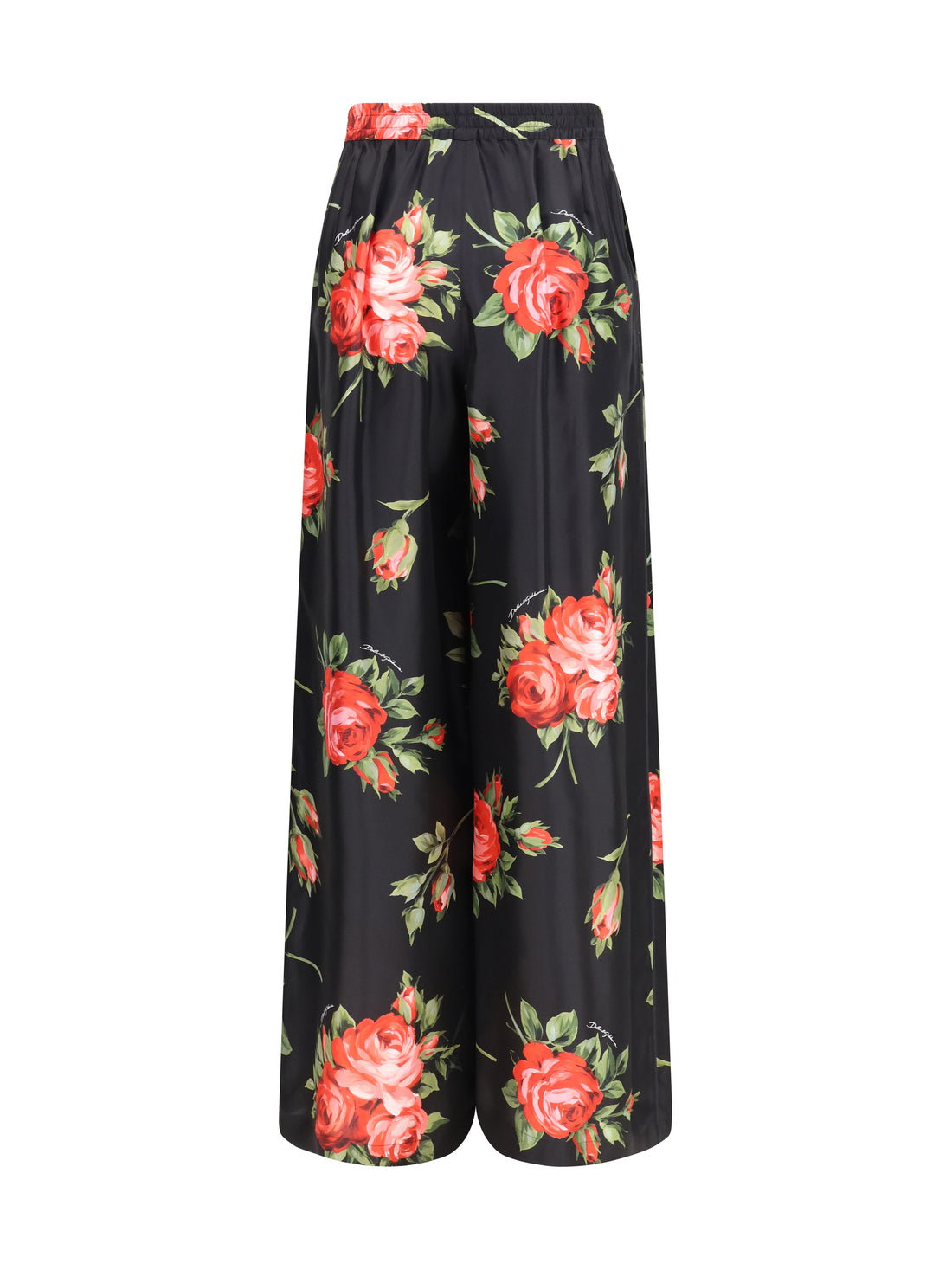 DOLCE &amp; GABBANA 42 wide-leg pants with a rose bouquet print