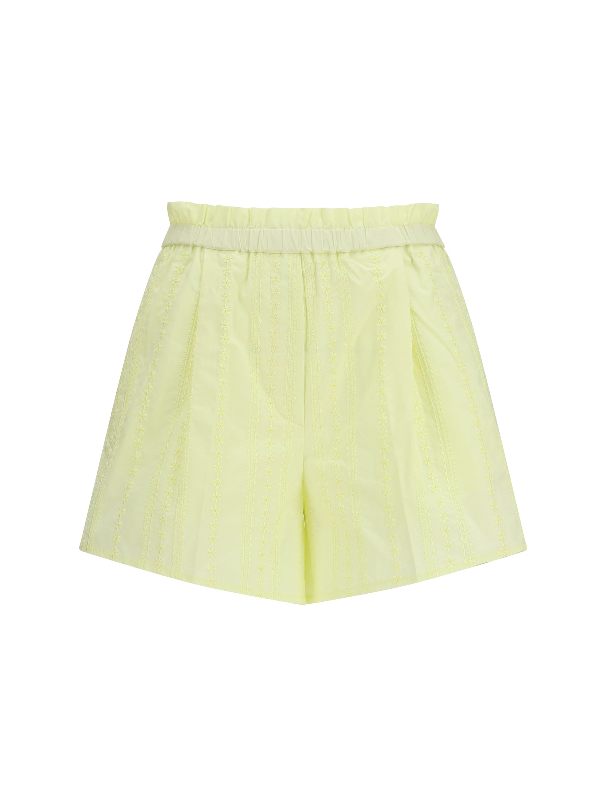 les fleurs embroidery cotton poplin shorts