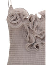 crêpe mini dress with floral appliqués