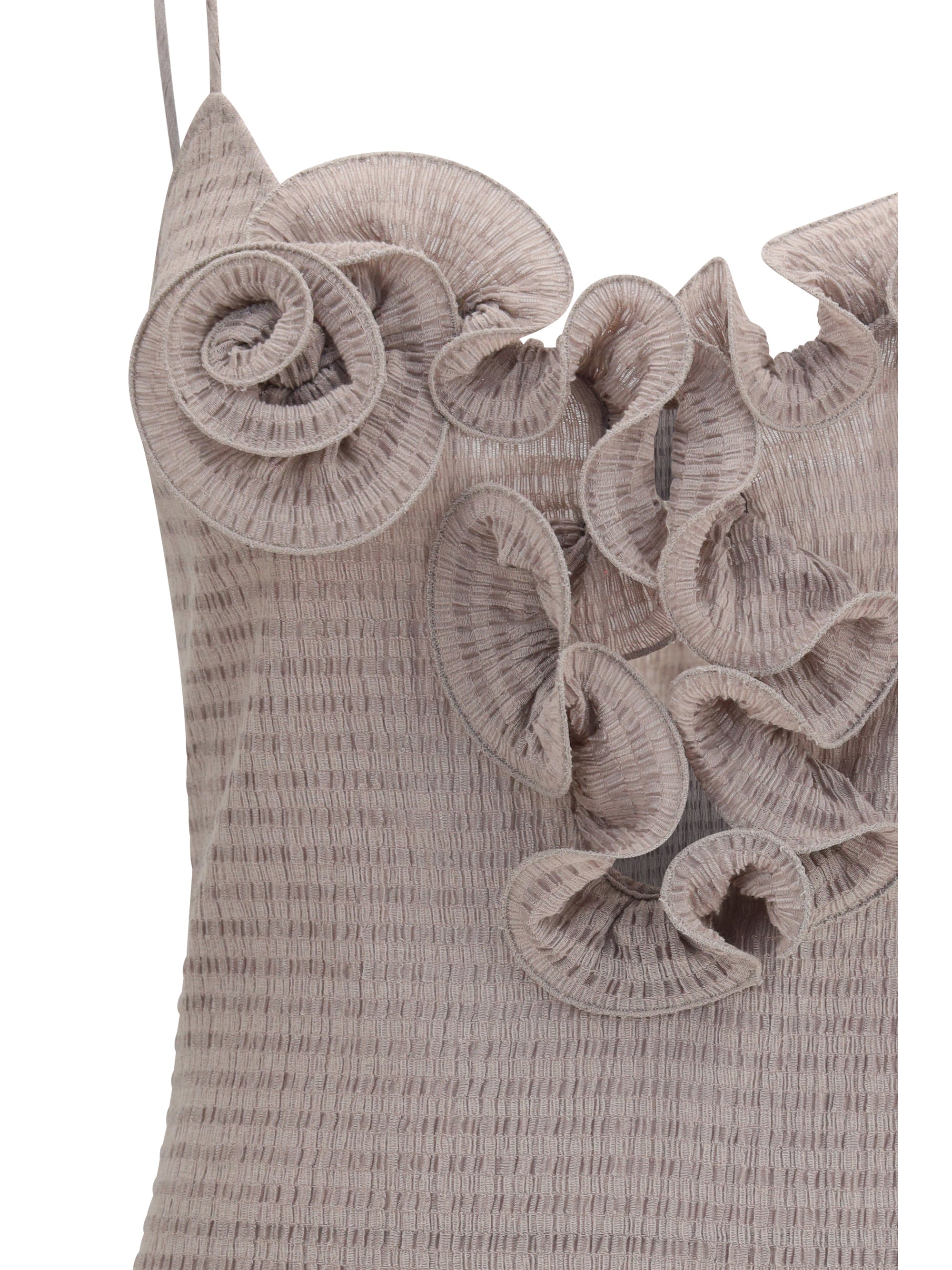 crêpe mini dress with floral appliqués