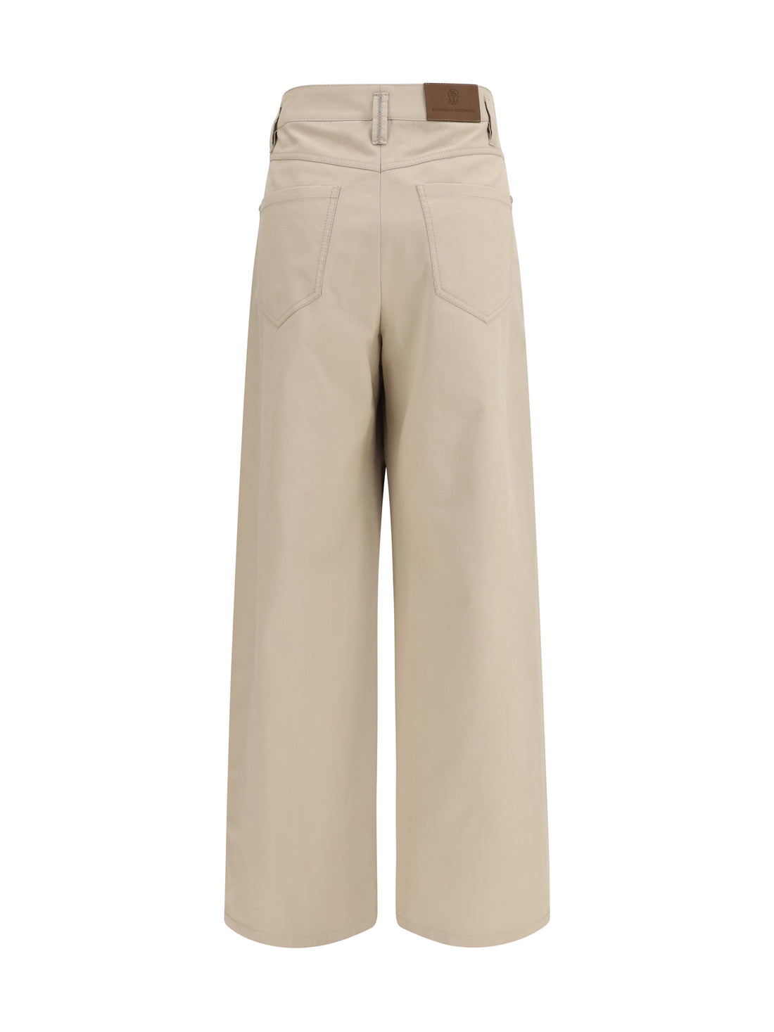 BRUNELLO CUCINELLI 36 wide-leg cotton pants with monili