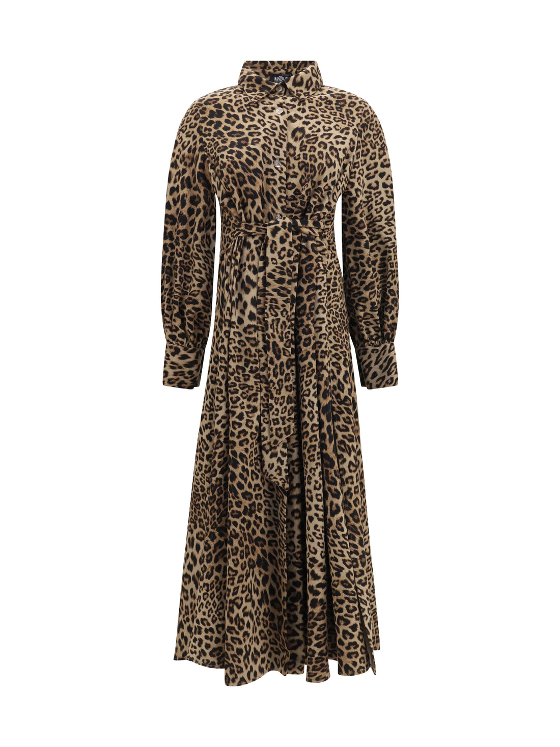 ELLA 38 leopard-print long-sleeved dress with high neck