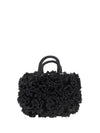 coral raffia handbag