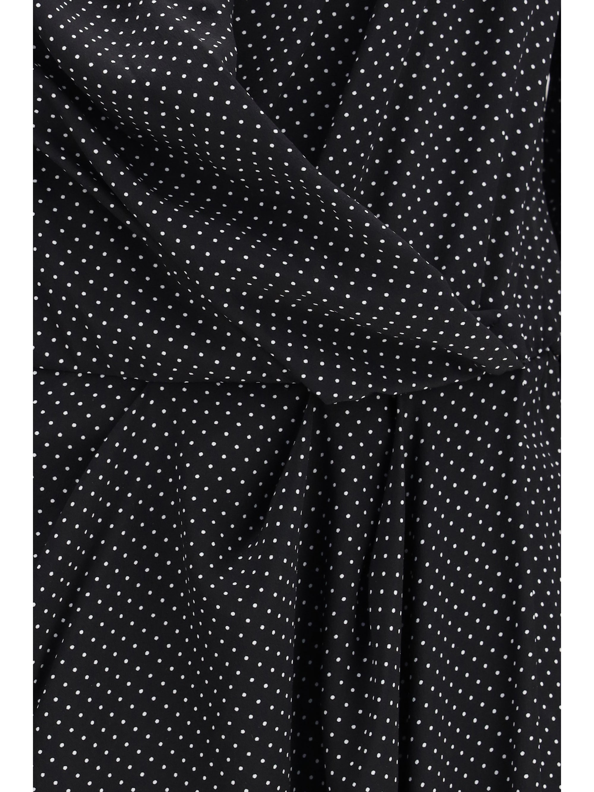 criss cross polka-dot silk crepe de chine long dress