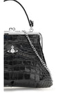 granny frame crocodile effect handbag