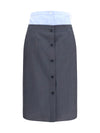 double-layer midi skirt in cotton and linen