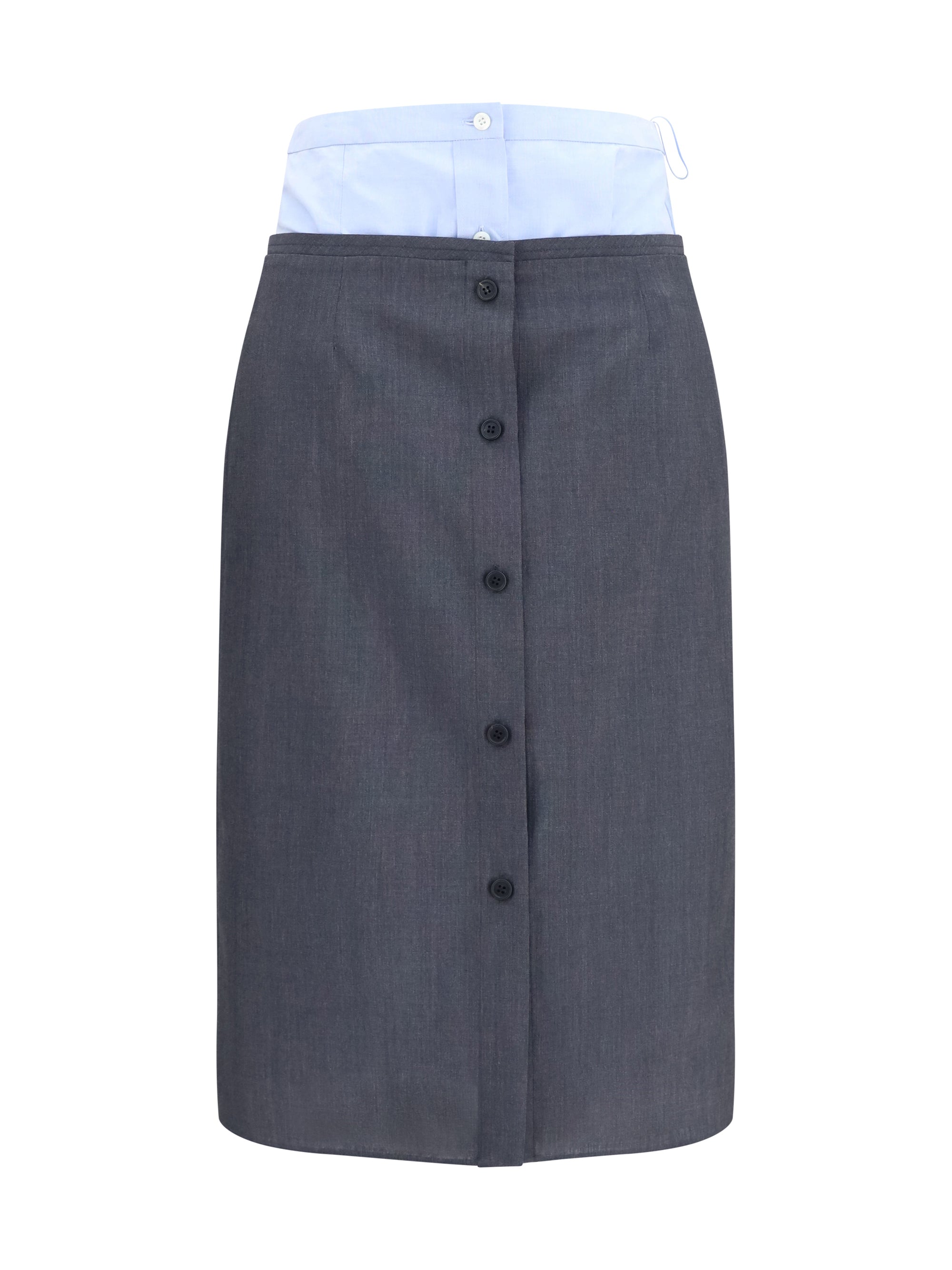 double-layer midi skirt in cotton and linen