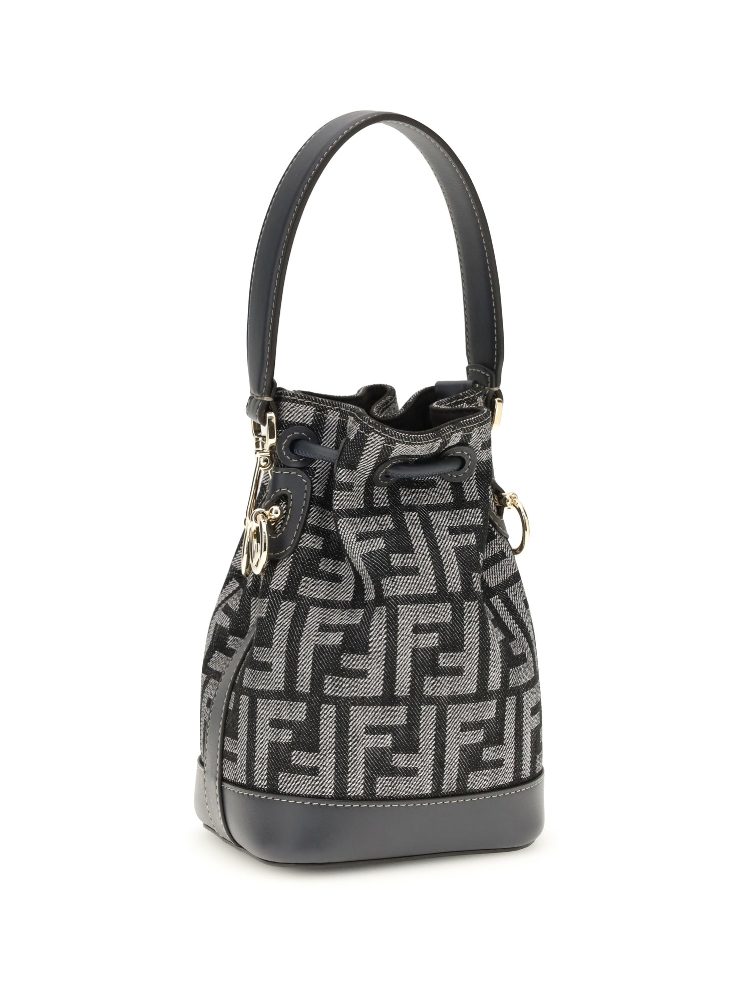 FENDI OS mon tresor denim-effect ff jacquard mini bucket bag