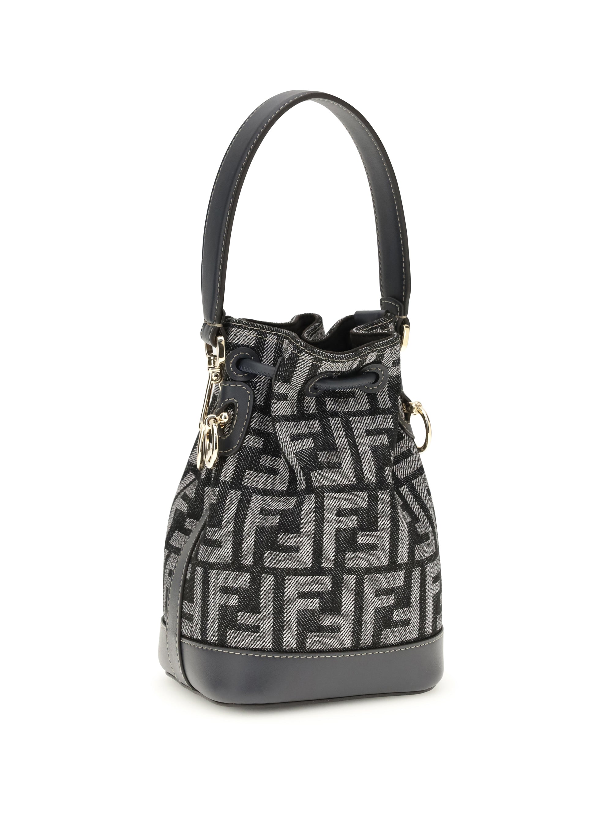 FENDI OS mon tresor denim-effect ff jacquard mini bucket bag