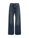 wide-leg cotton denim jeans