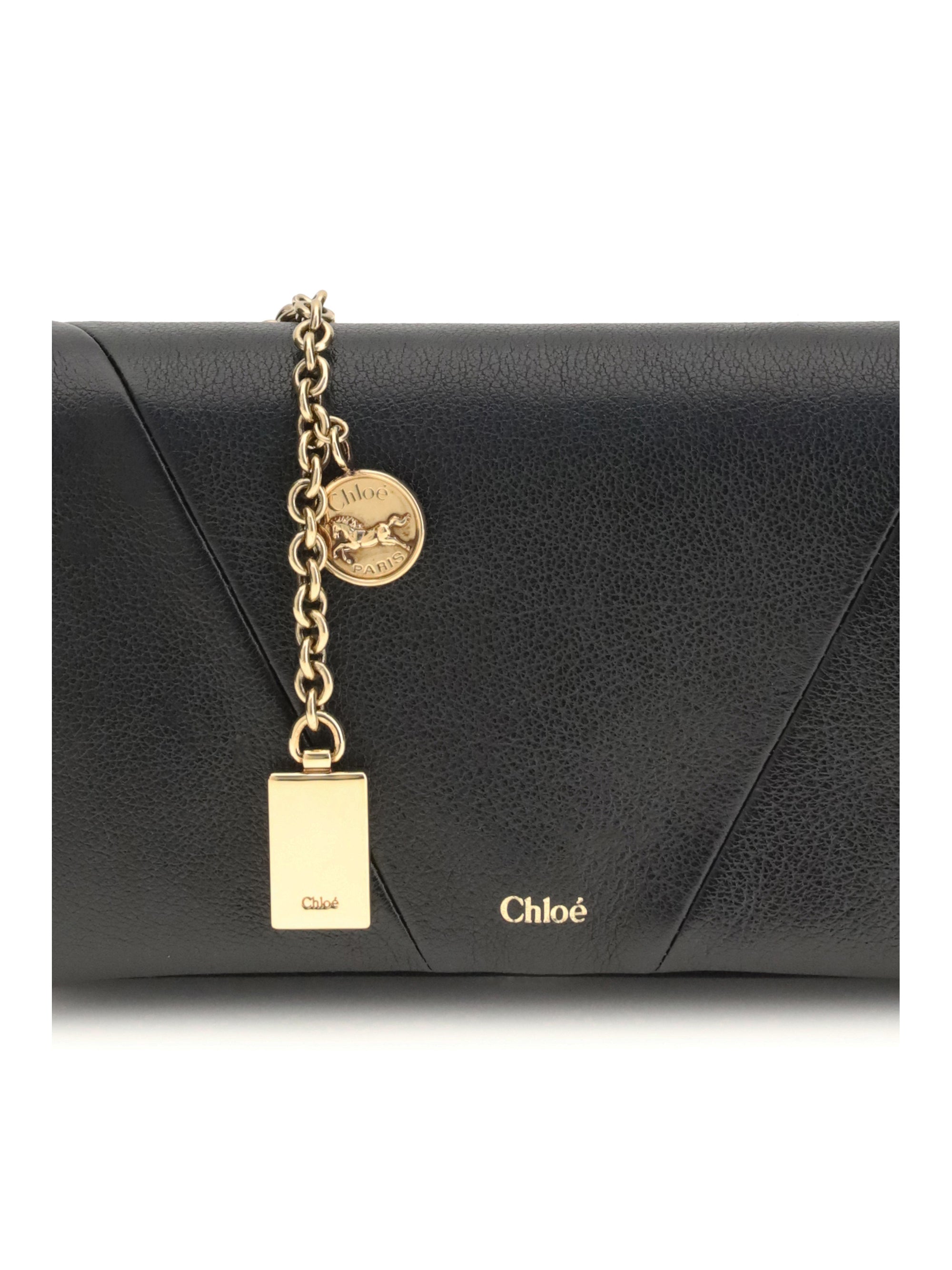 CHLOÉ OS spin wallet with flap and chain