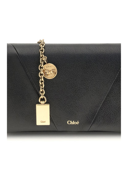CHLOÉ OS spin wallet with flap and chain