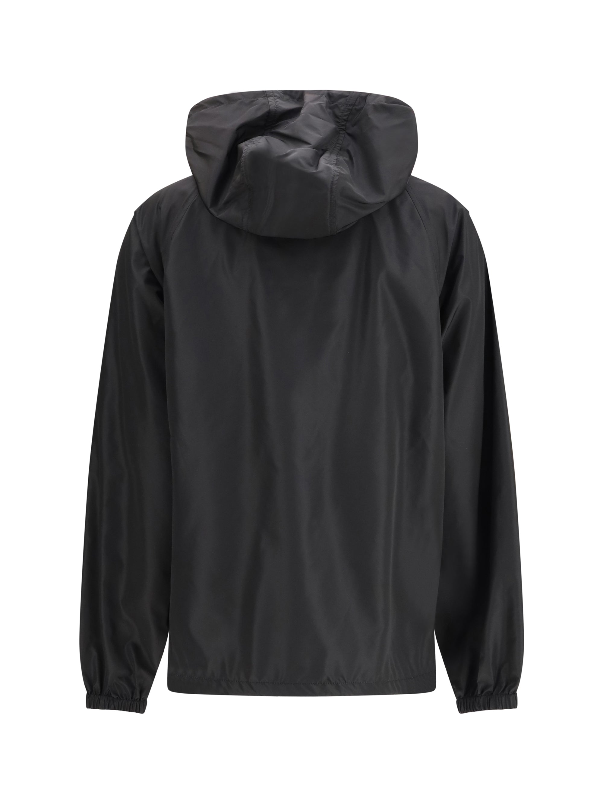 check hooded nylon jacket