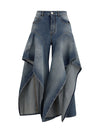 faded ruffled jeans