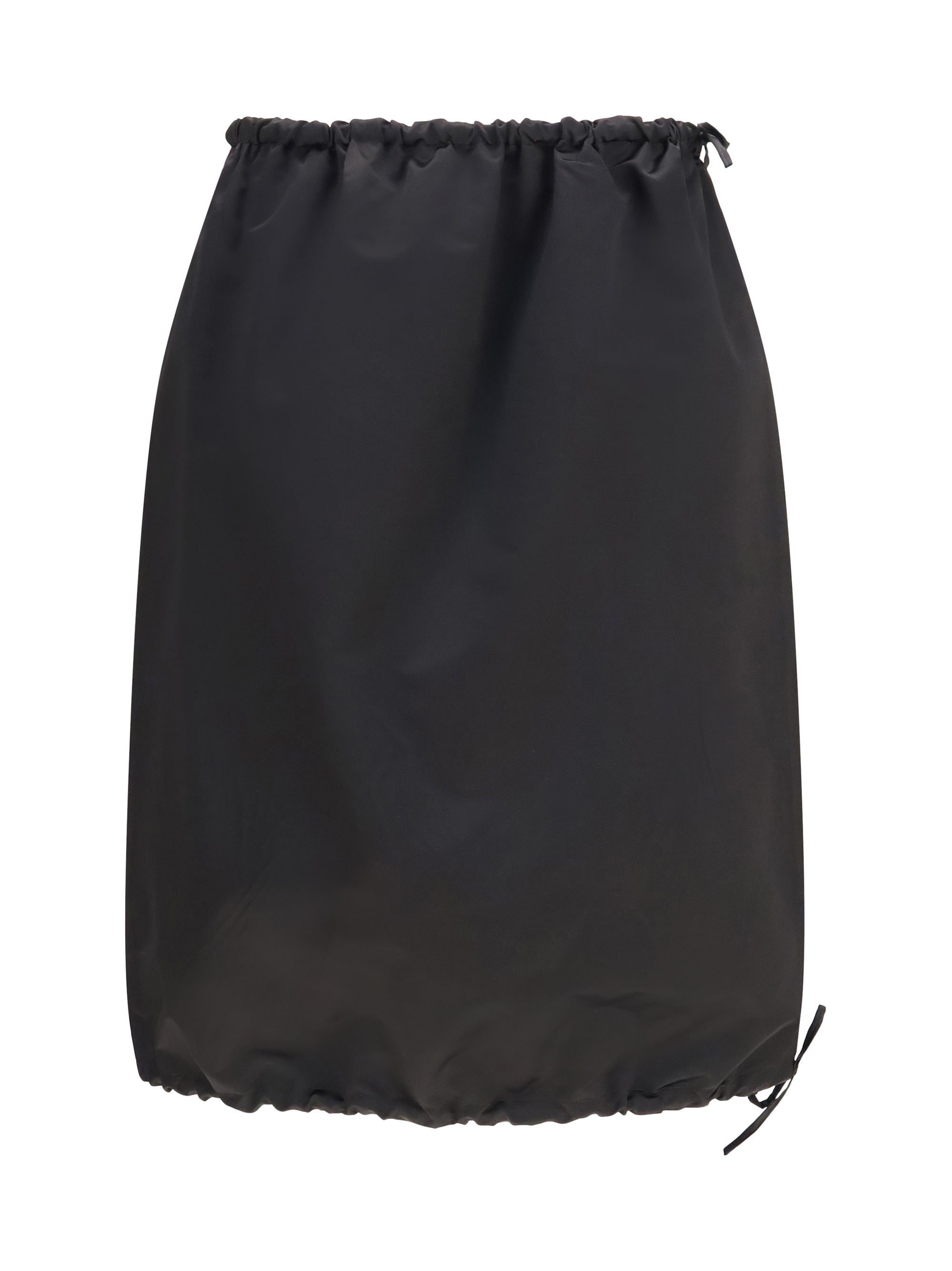 satin midi skirt with drawstring