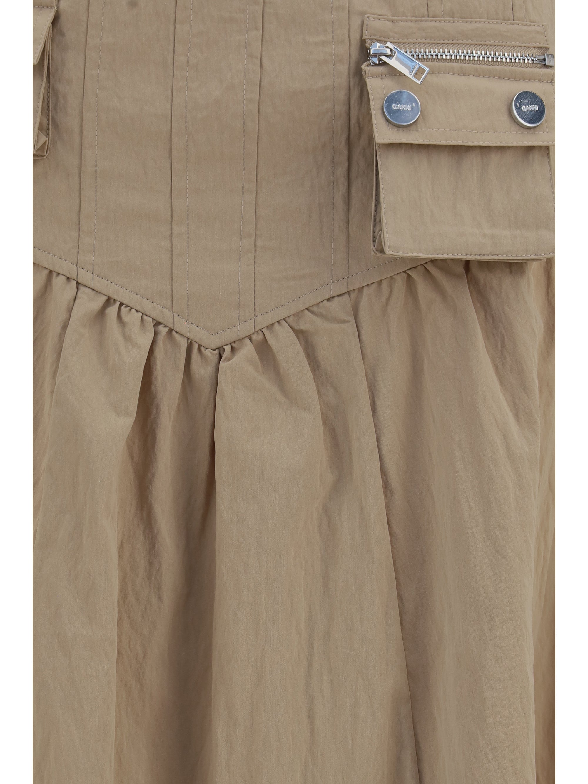 corset-detail and ruched midi skirt