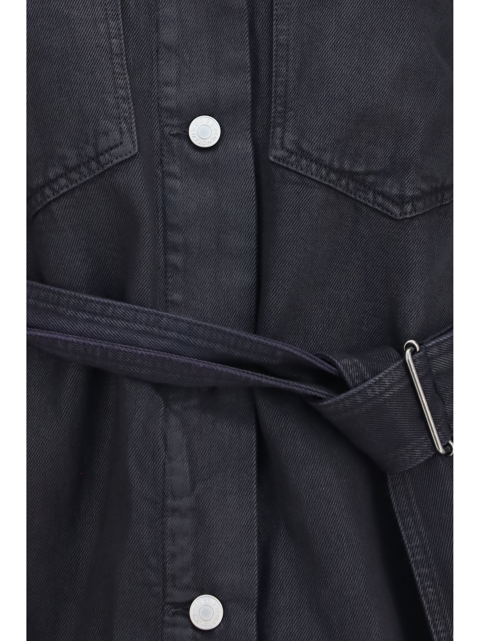 cropped cotton jacket with belt