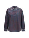 checked cotton shirt with embroidered details