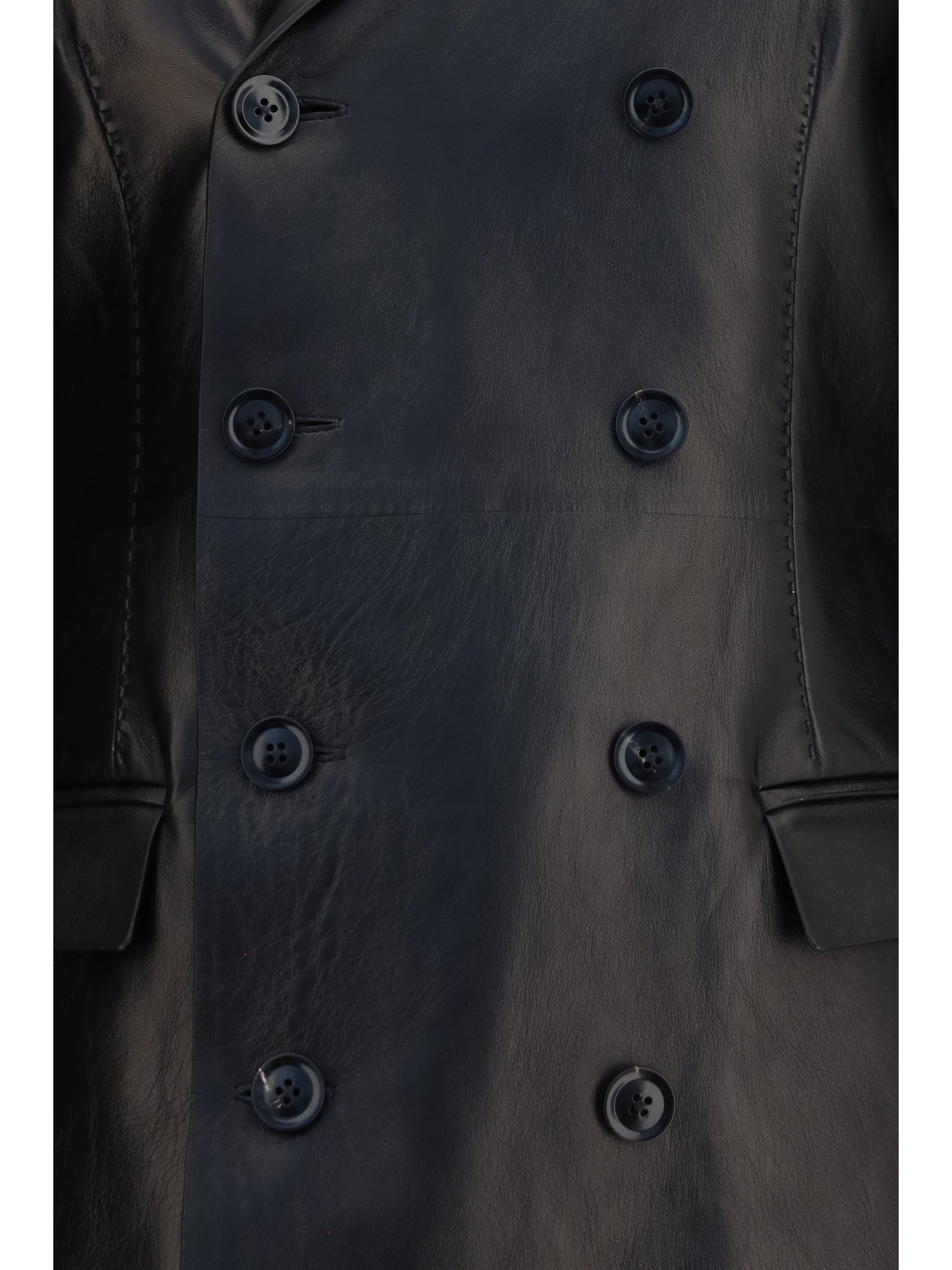 double-breasted lambskin coat