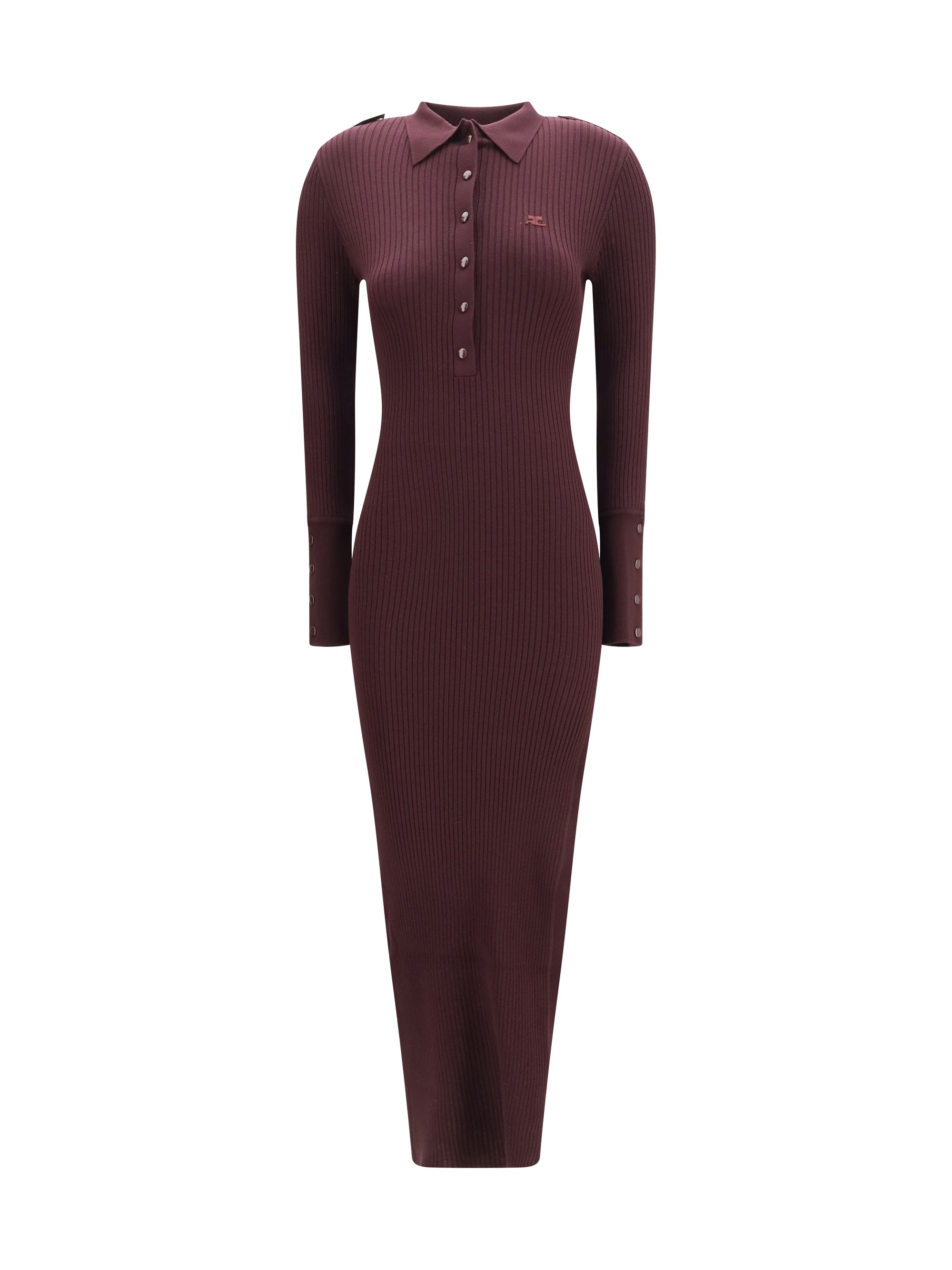 rib knit polo long dress