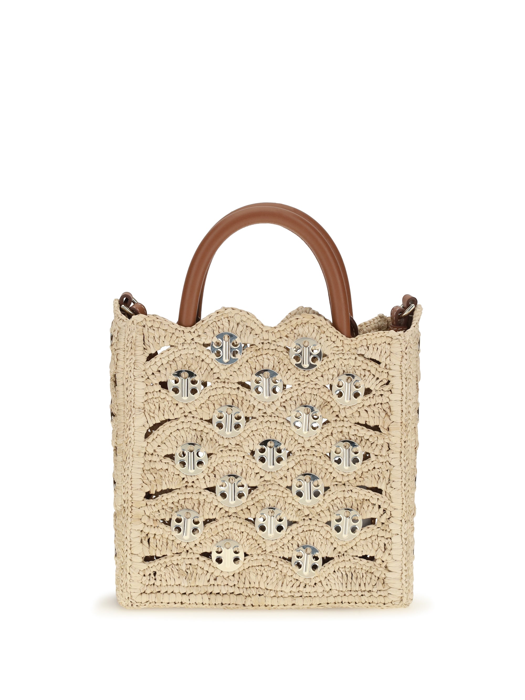 1969 disc raffia top-handle bag